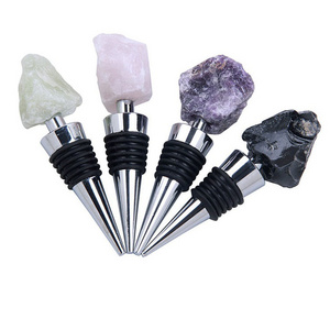 Natural raw agate stone crystal wine stopper rose amethyst wine stopper