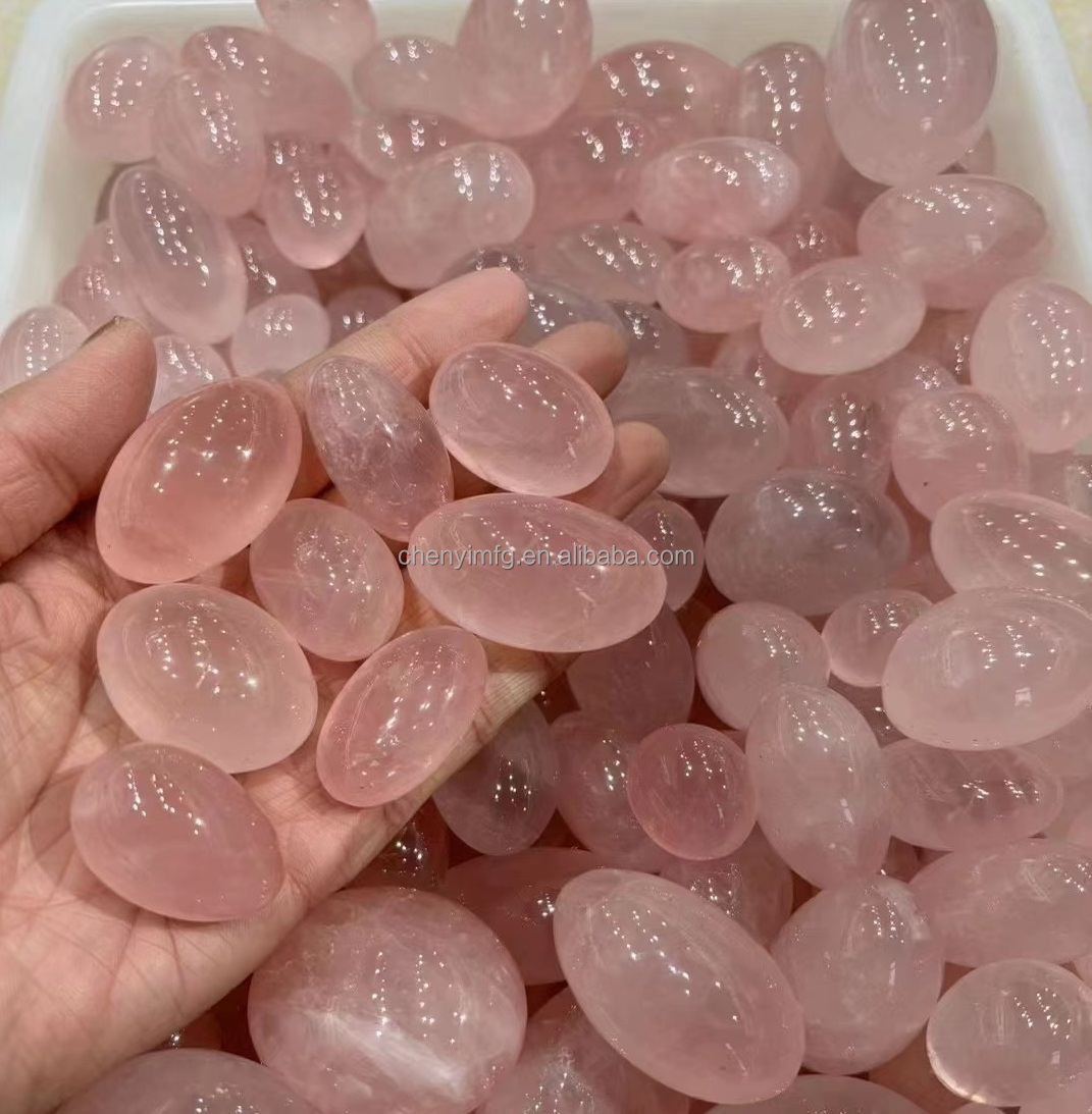 Factory Wholesale Natural Rose Quartz Palm Stone Gemstone Rose Quartz Tumbled Stone Polished Crystal Tumble for Meditation