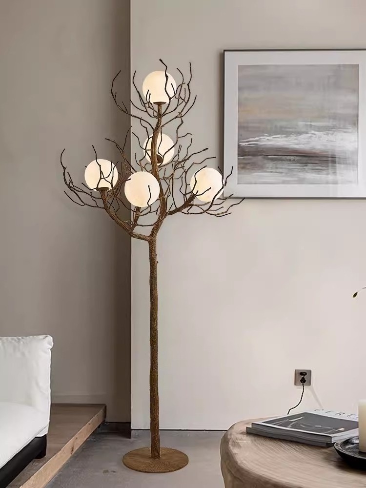 Wholesale Personality Art Branch Standing Floor Lamp For Bedroom Restaurant Hotel Retro Moon Simulation Tree Branch Floor Light