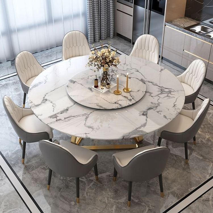 Marmor Esstisch Juegos De Mesa Comedor Mesas de Jantar Dining Room Table Sets Round Marble Rotating Dining Table