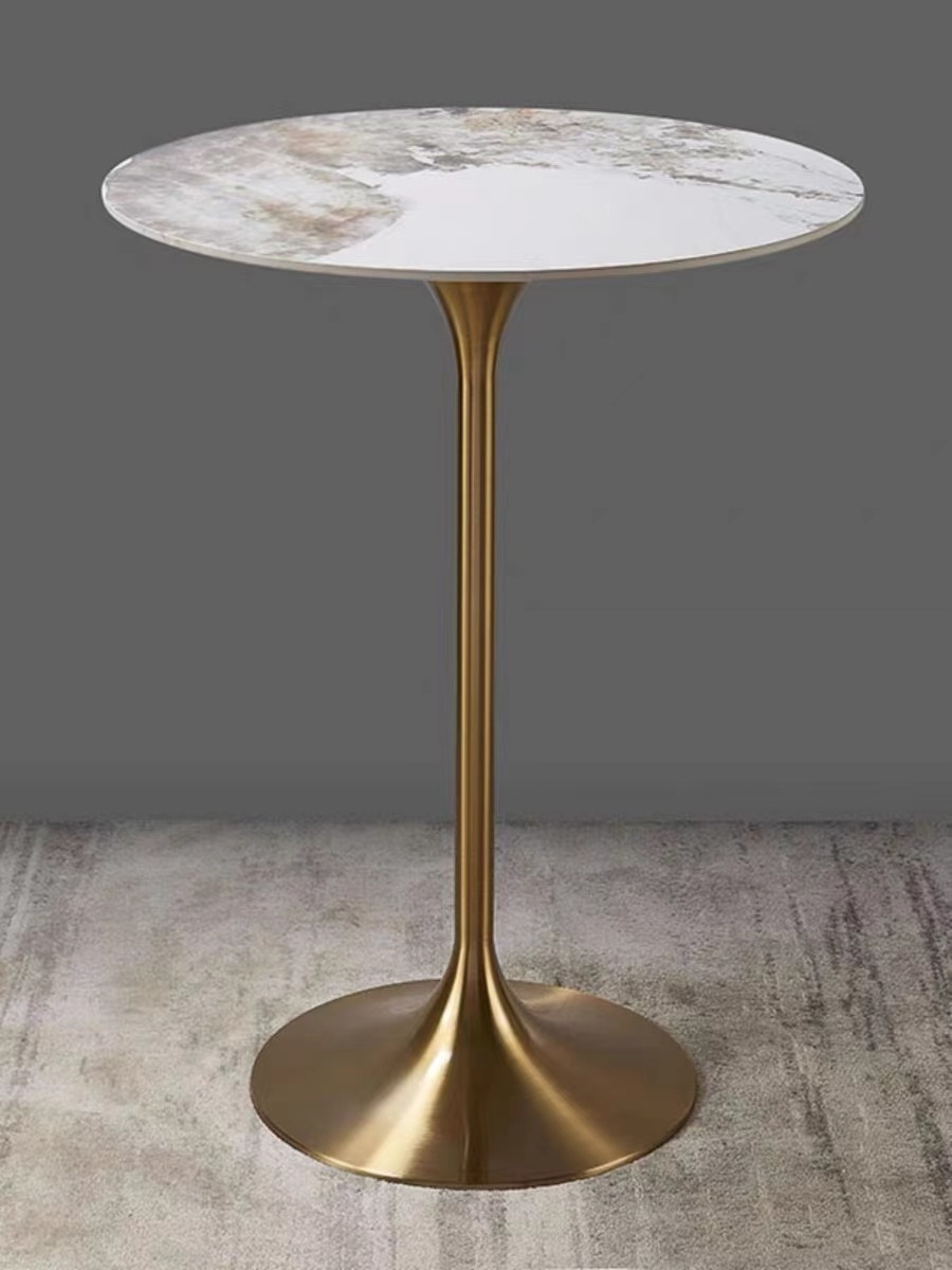 high quality Bar high Table Gold Plated Stainless Steel Round Tall Table For Bar Hotel Wedding Rental