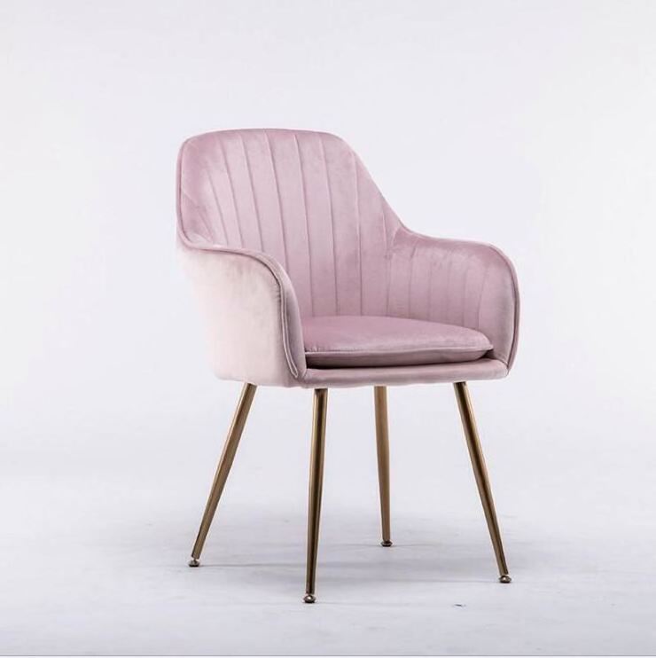 nordic gold metal leg velvet dining chair armchairs  tufted pink velvet chair for dining room