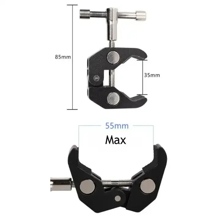 Universal Camera Clamp Mount Super Strong Jaw With 1/4 and 3/8 Thread Magic Arm for Cameras Lights Umbrellas Hooks Shelves