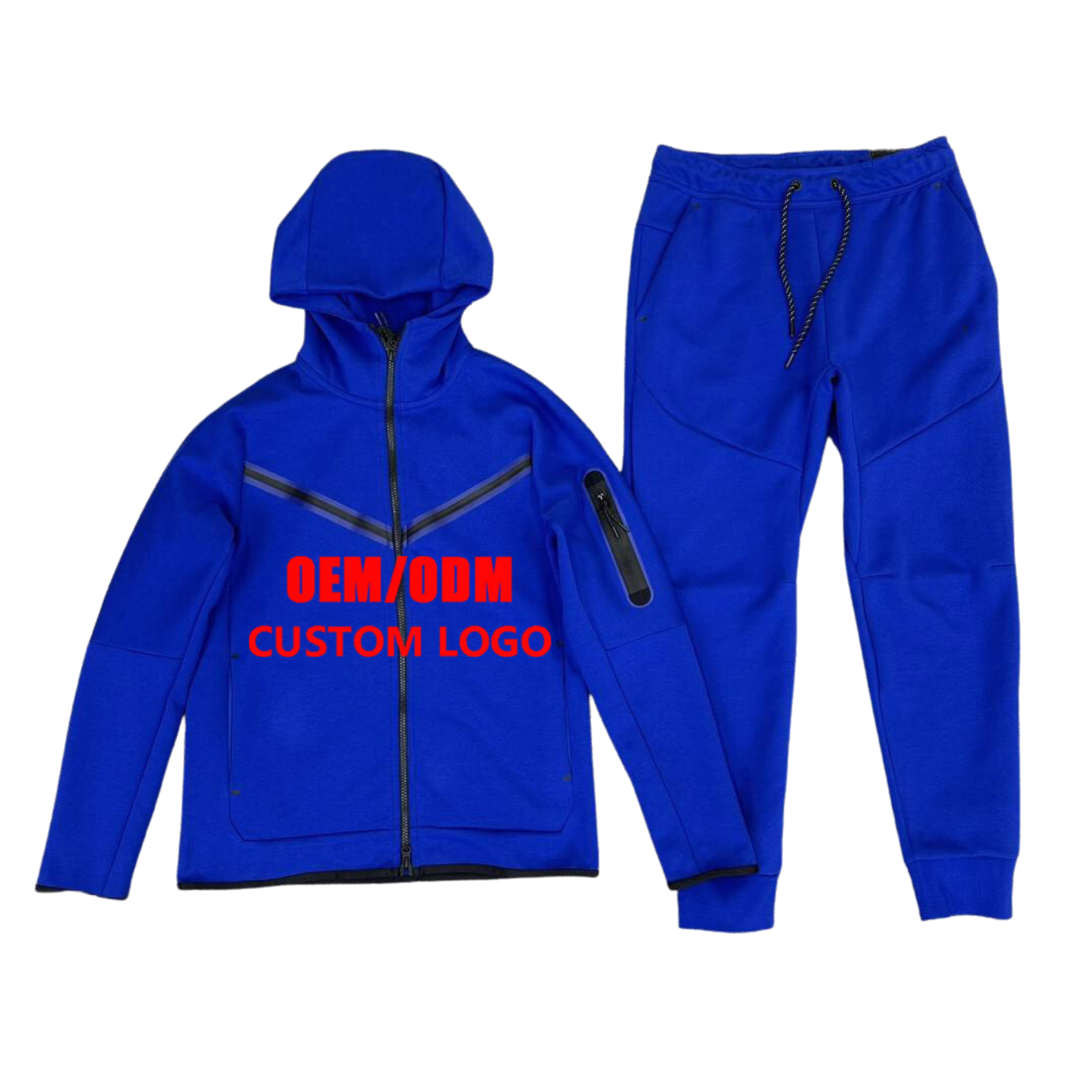 Factory Custom Logo  Wholesale OEM Tracksuit Fleece Jogging Set Gym Sports Zipper Up Hoodie Jogger Men Sweat Suits