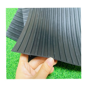 Black Thick 3-6mm Corrugated Wide Ribbed Rubber Matting Rolls Sheets