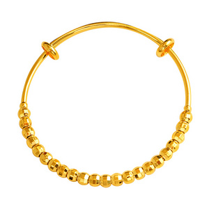 Wholesale Artificial jewelry luxury gold plated beaded small gold nugget push-pull bracelet