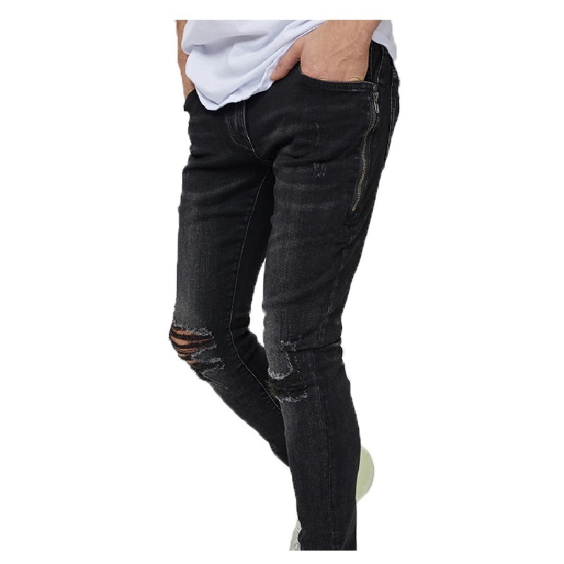 Factory customized wholesale turkish men's biker ripped skinny Jeans