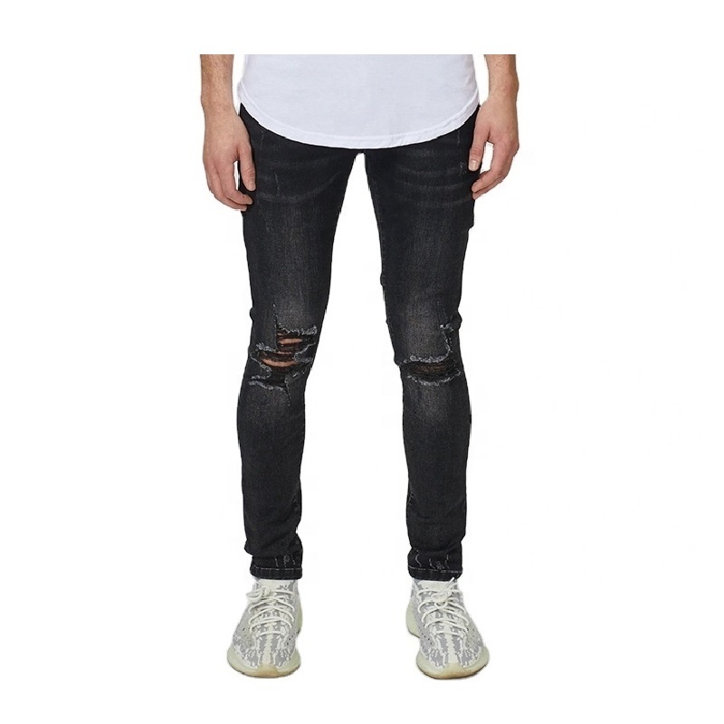 Factory customized wholesale turkish men's biker ripped skinny Jeans