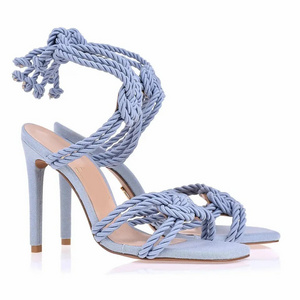 UBILILIA ROPE STRAP WOMEN FOOTWEAR  LACE UP SUMMER FASHION SHOES ROPE HEELS SANDALS HEELS CROSS STRAPS LADIES HEELED SANDALS