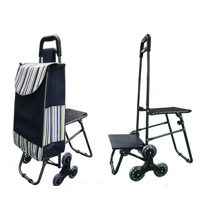 Shopping trolley bag with seat, Shopping Grocery Foldable Cart with wheel