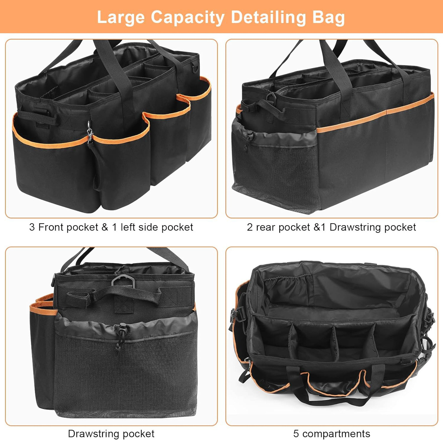 Wholesale Road Safety Cleaning Organizer with Handle and Polisher Tote Bag Large Carry Bag for Car Washing Tool Bags