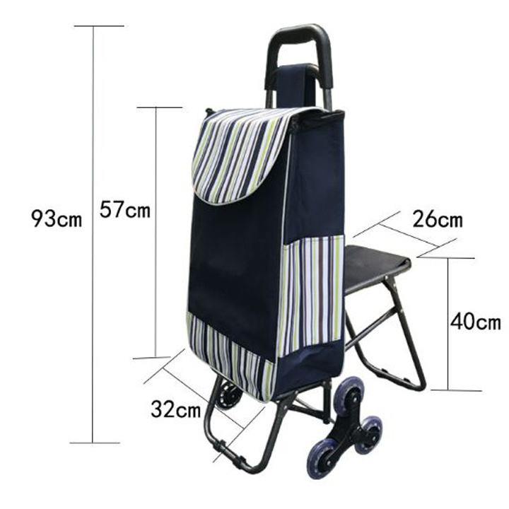 Shopping trolley bag with seat, Shopping Grocery Foldable Cart with wheel