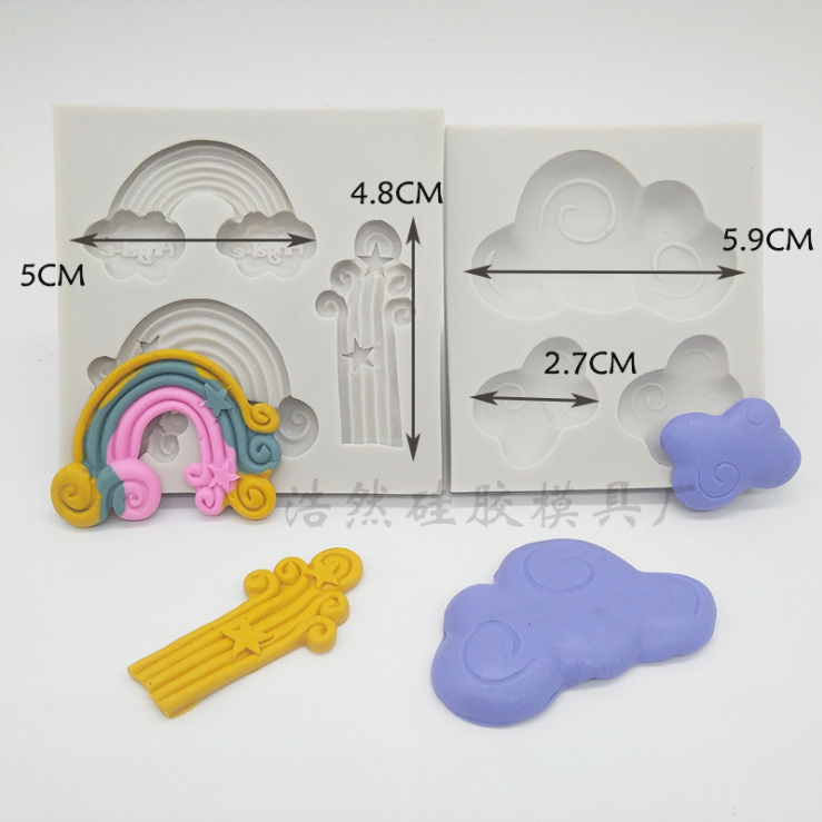 Cloud Rain bow Fondant Chocolate Epoxy DIY Cake Decoration Silicone Mould Food Grade Baking West Point Decoration