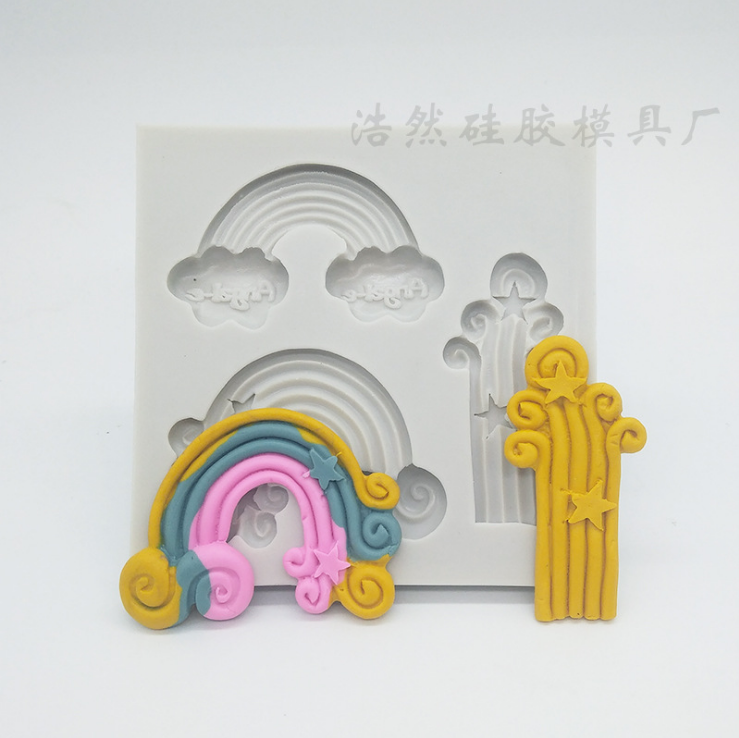 Cloud Rain bow Fondant Chocolate Epoxy DIY Cake Decoration Silicone Mould Food Grade Baking West Point Decoration