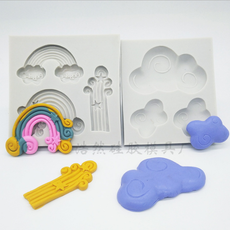 Cloud Rain bow Fondant Chocolate Epoxy DIY Cake Decoration Silicone Mould Food Grade Baking West Point Decoration