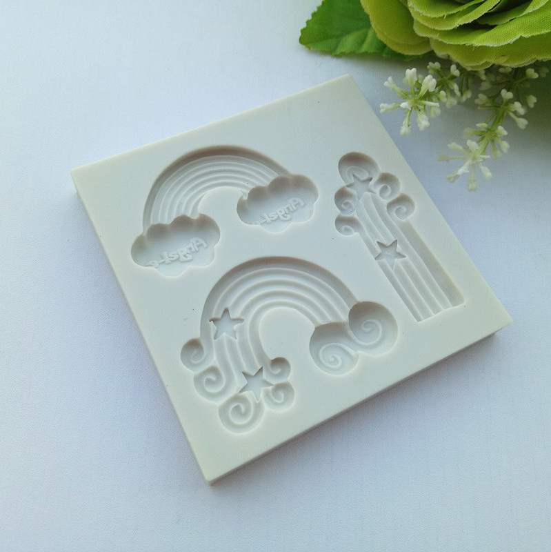 Cloud Rain bow Fondant Chocolate Epoxy DIY Cake Decoration Silicone Mould Food Grade Baking West Point Decoration