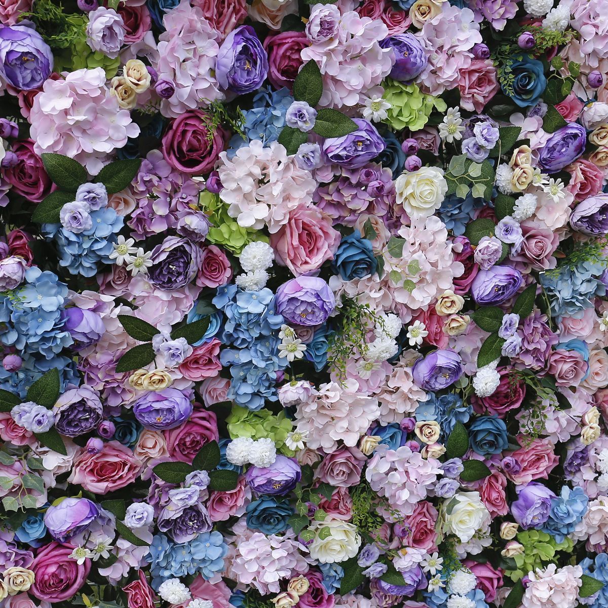 Custom Cloth Floral Wall 3d Roll Up Hanging Rose Hydrangea Flower Wall Purple Backdrop