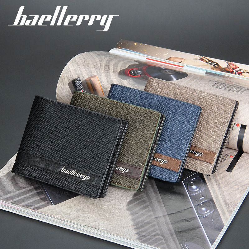 Baellery men's short multi-card position open coin purse fashion youth two-fold wallet for men