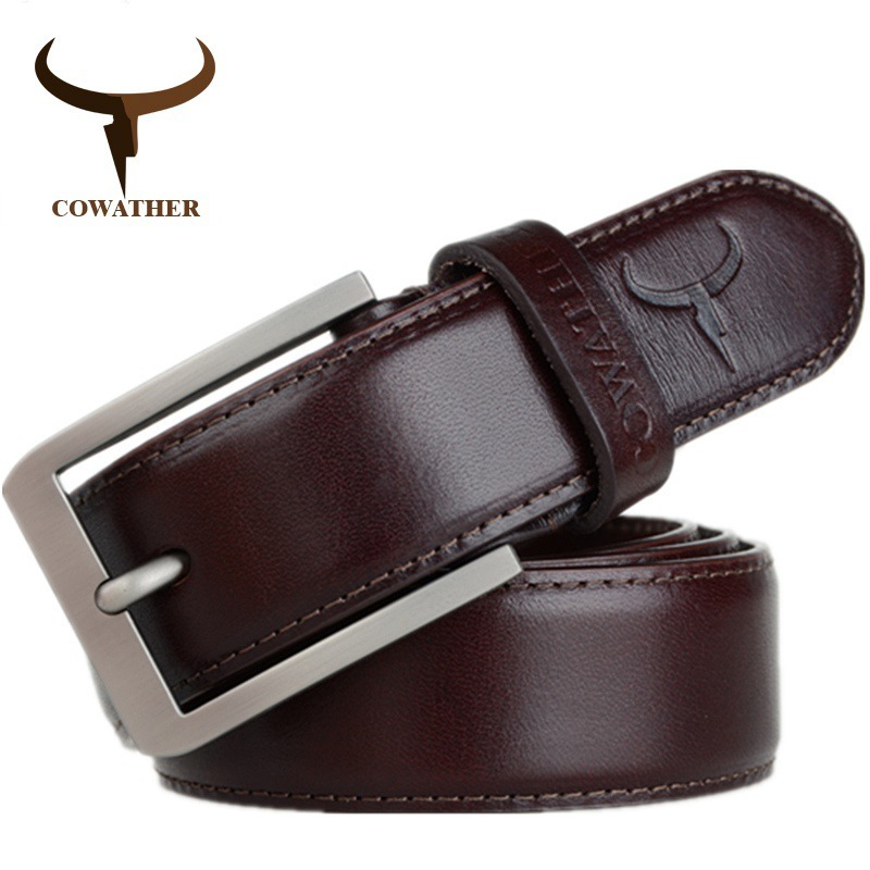 COWATHER 2019 top cow genuine leather men belts for men fashion jeans style pin hasp male strap luxury quality original brand