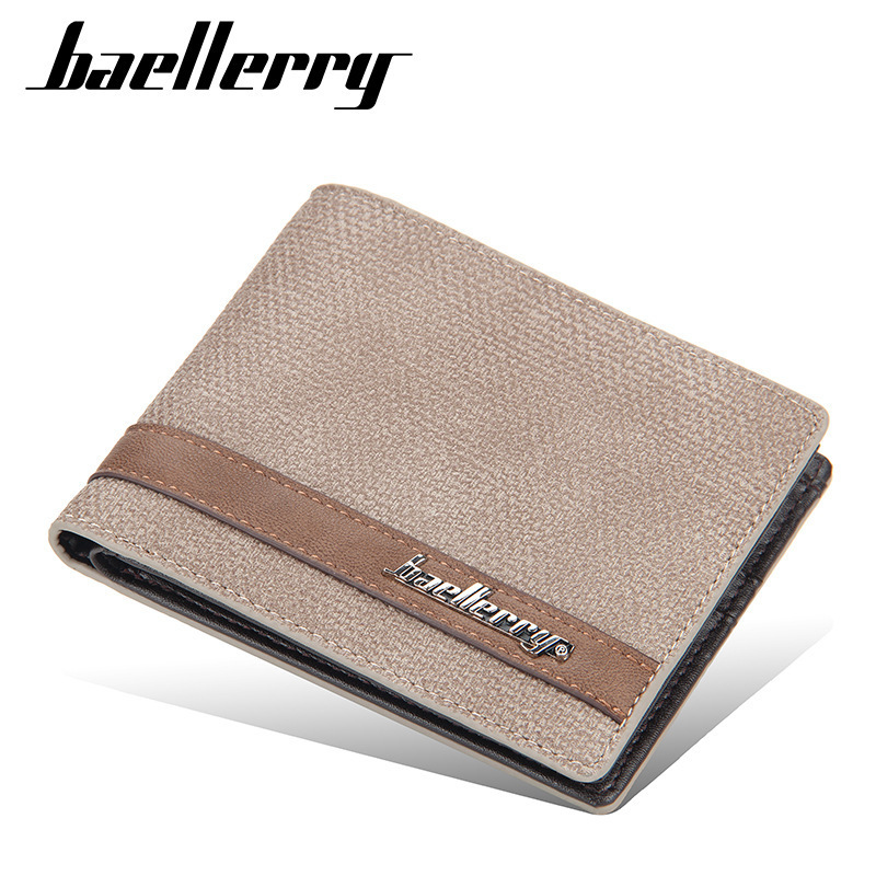 Baellery men's short multi-card position open coin purse fashion youth two-fold wallet for men