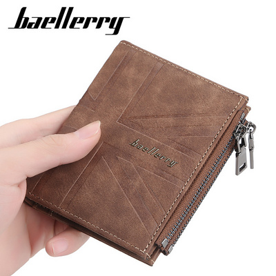 Baellery DR056 Small Money Purses New Design Men Wallets Dollar Price Top Men Thin Wallet With Coin Bag Zipper Wallet