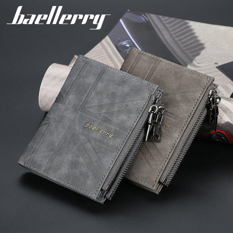 Baellery DR056 Small Money Purses New Design Men Wallets Dollar Price Top Men Thin Wallet With Coin Bag Zipper Wallet