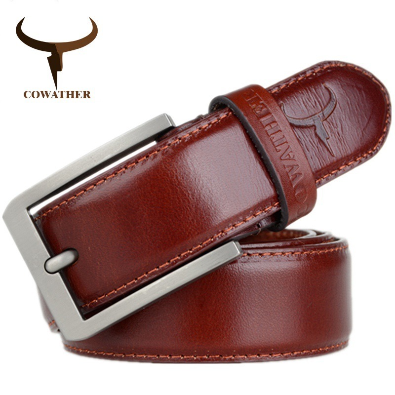 COWATHER 2019 top cow genuine leather men belts for men fashion jeans style pin hasp male strap luxury quality original brand