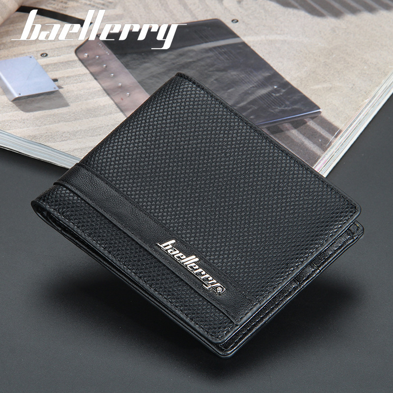 Baellery men's short multi-card position open coin purse fashion youth two-fold wallet for men