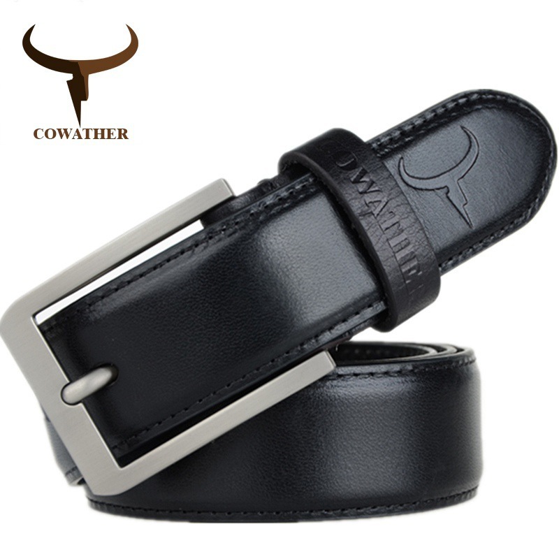 COWATHER 2019 top cow genuine leather men belts for men fashion jeans style pin hasp male strap luxury quality original brand