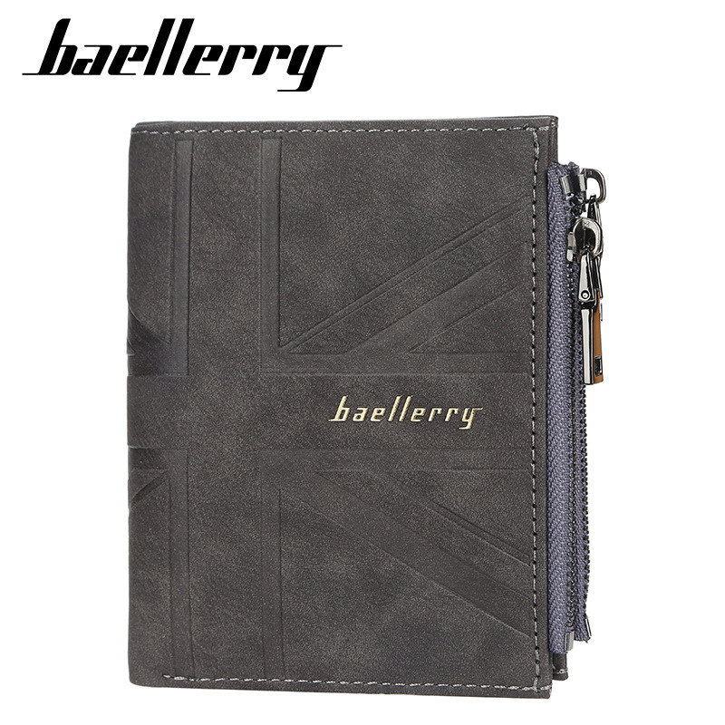 Baellery DR056 Small Money Purses New Design Men Wallets Dollar Price Top Men Thin Wallet With Coin Bag Zipper Wallet