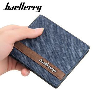 Baellery men's short multi-card position open coin purse fashion youth two-fold wallet for men