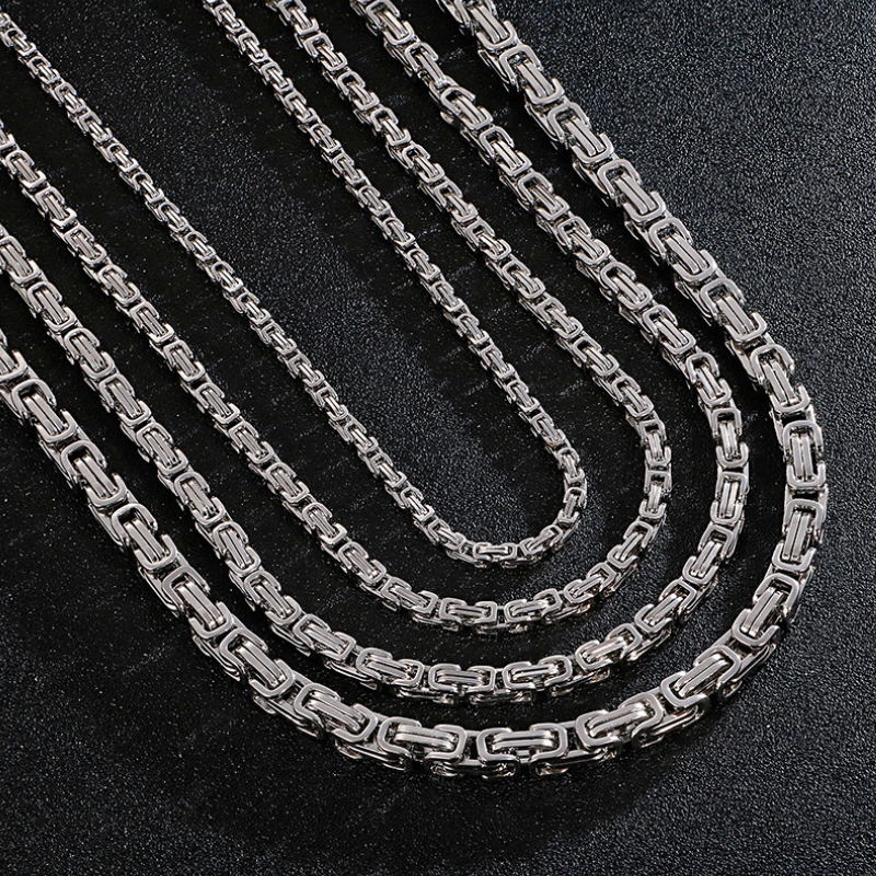 4mm 5mm 6mm 8mm Byzantine Chain Necklace Bracelet High Quality 304 Stainless Steel Gold IP Plated Custom Byzantine Chain For Men