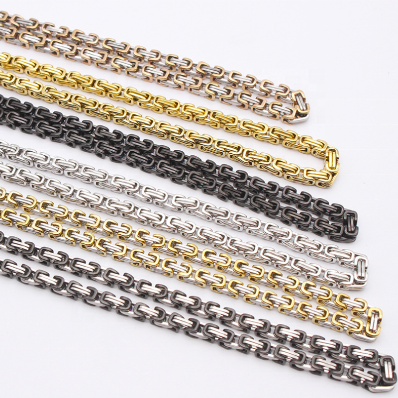 4mm 5mm 6mm 8mm Byzantine Chain Necklace Bracelet High Quality 304 Stainless Steel Gold IP Plated Custom Byzantine Chain For Men