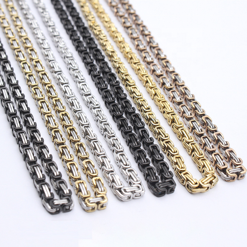 4mm 5mm 6mm 8mm Byzantine Chain Necklace Bracelet High Quality 304 Stainless Steel Gold IP Plated Custom Byzantine Chain For Men