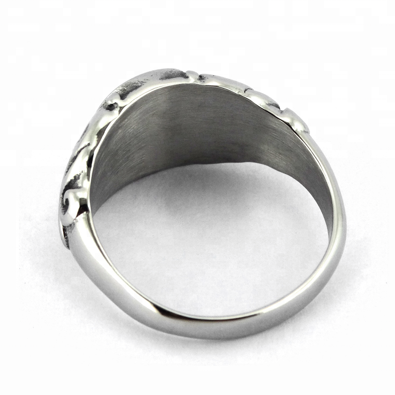 Wholesale Unisex Customized Retro Silver Gold Stainless Steel Blank Signet Ring For Men Women