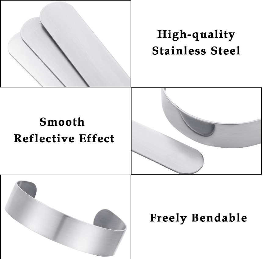 Simple Stainless Steel Bending Blank Lettered  Couple Bracelet Personalized Engraving Simple Fashion Women Wide Version Bracelet