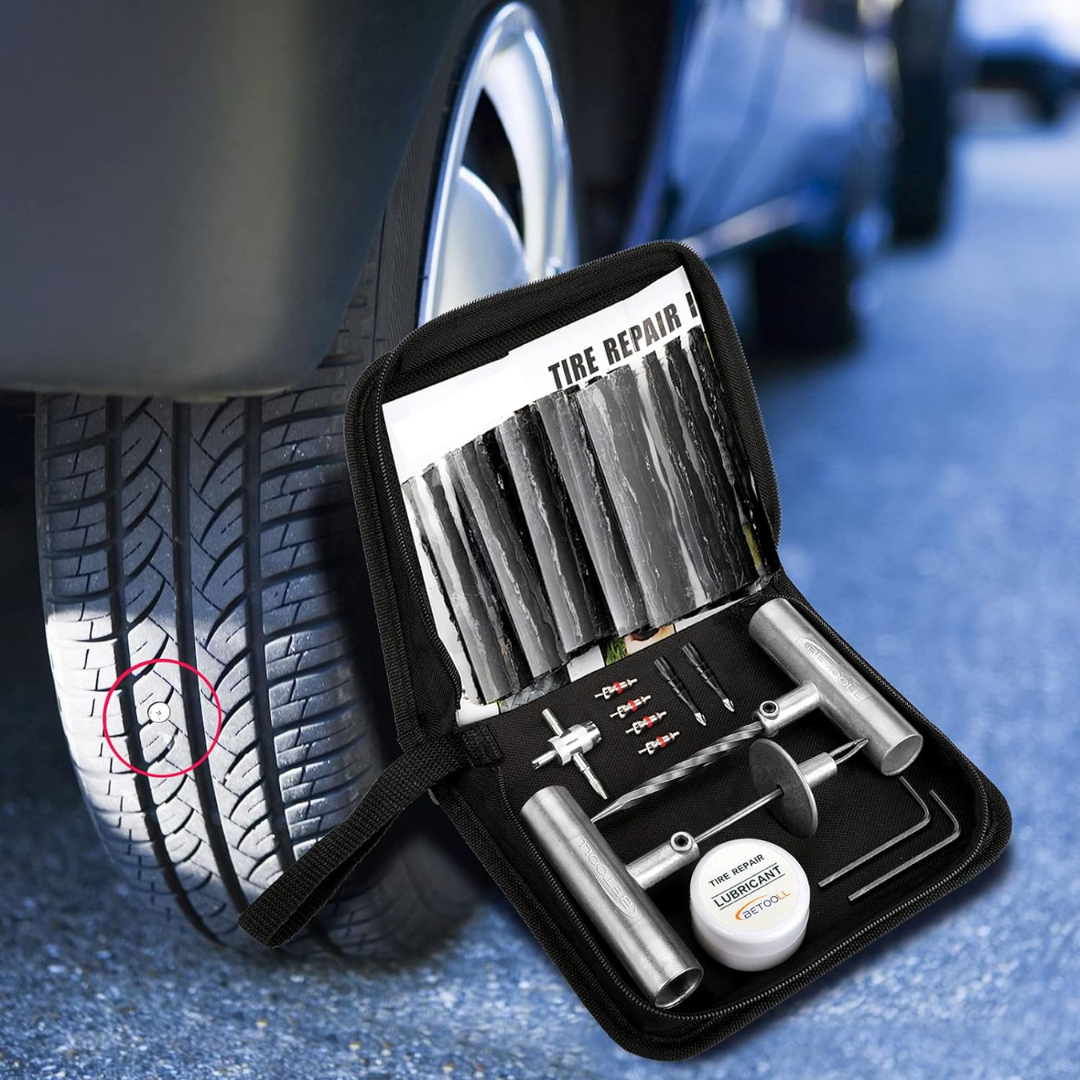 Tire Repair Kit 24 Pcs for Car, Motorcycle, ATV, Jeep, Truck, Tractor Flat Tire Puncture Repair