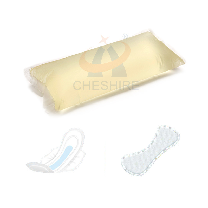 Specialized hot melt adhesive designed for use in sanitary napkin positioning applications