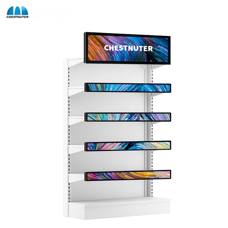 Shelf Edge Stretched Bar LCD Display Supermarket Digital Signage Advertising Screen