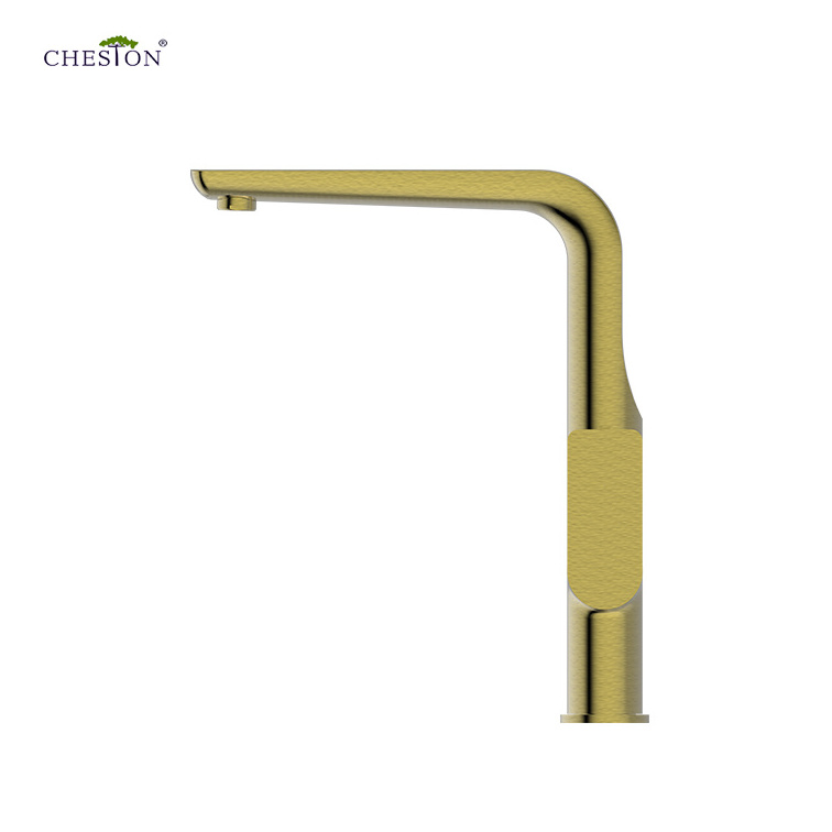 Brushed gold brass single lever kitchen mixer faucet bathroom