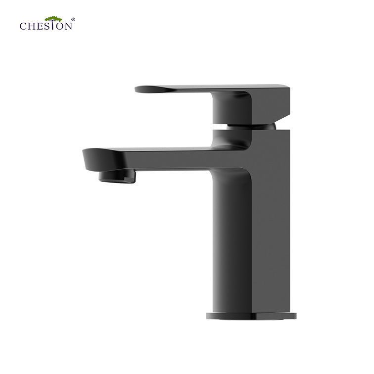 lavatory zinc handle brass body single hole square tap washroom mixer basin faucet