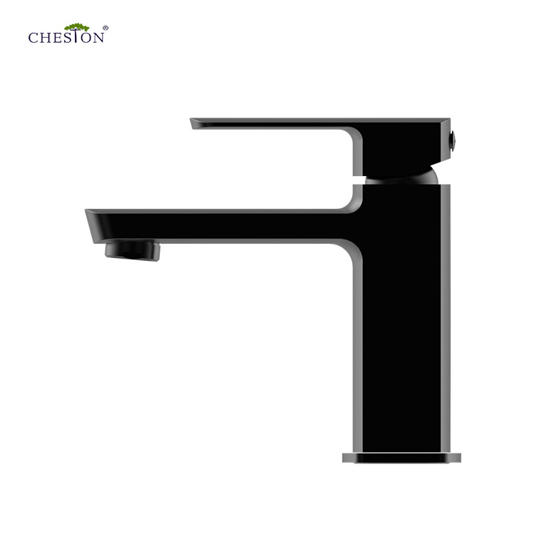 lavatory zinc handle brass body single hole square tap washroom mixer basin faucet