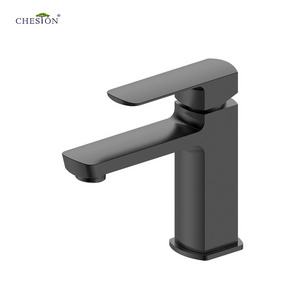 lavatory zinc handle brass body single hole square tap washroom mixer basin faucet