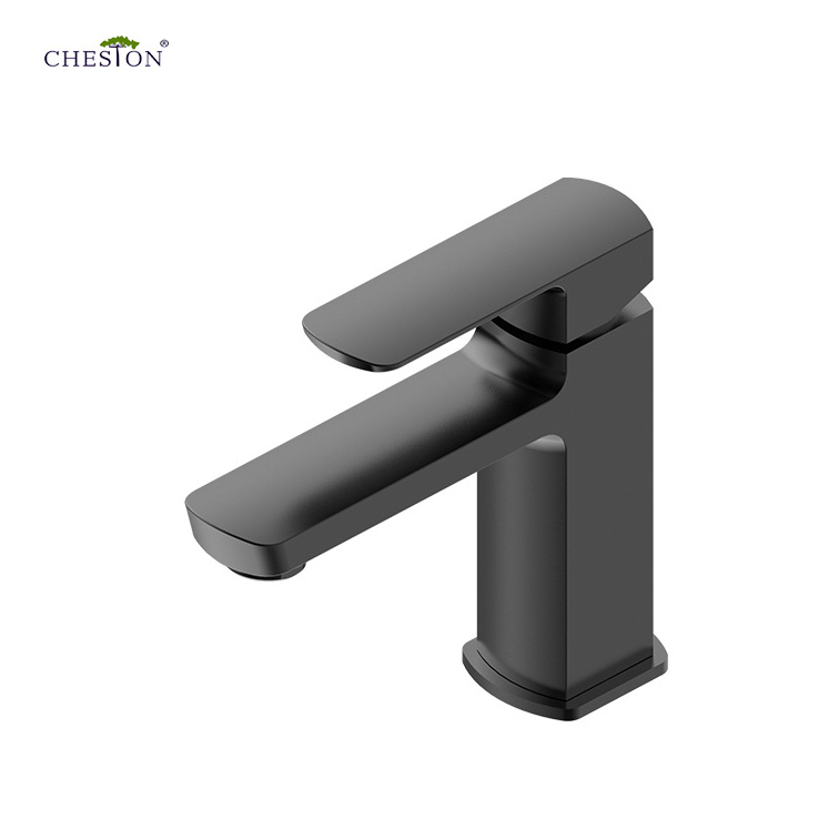 lavatory zinc handle brass body single hole square tap washroom mixer basin faucet