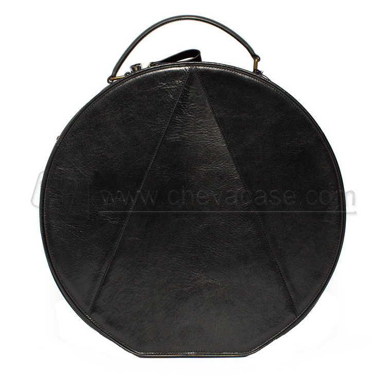 Customized Travel Round Leather Hat Storage Tote Hat Carrying Bag