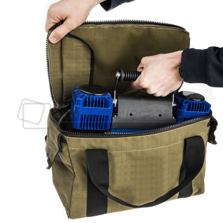 Custom Off-road Tyre Deflator Storage Bag Ripstop Canvas Air Compressor Gear Bag with Handles