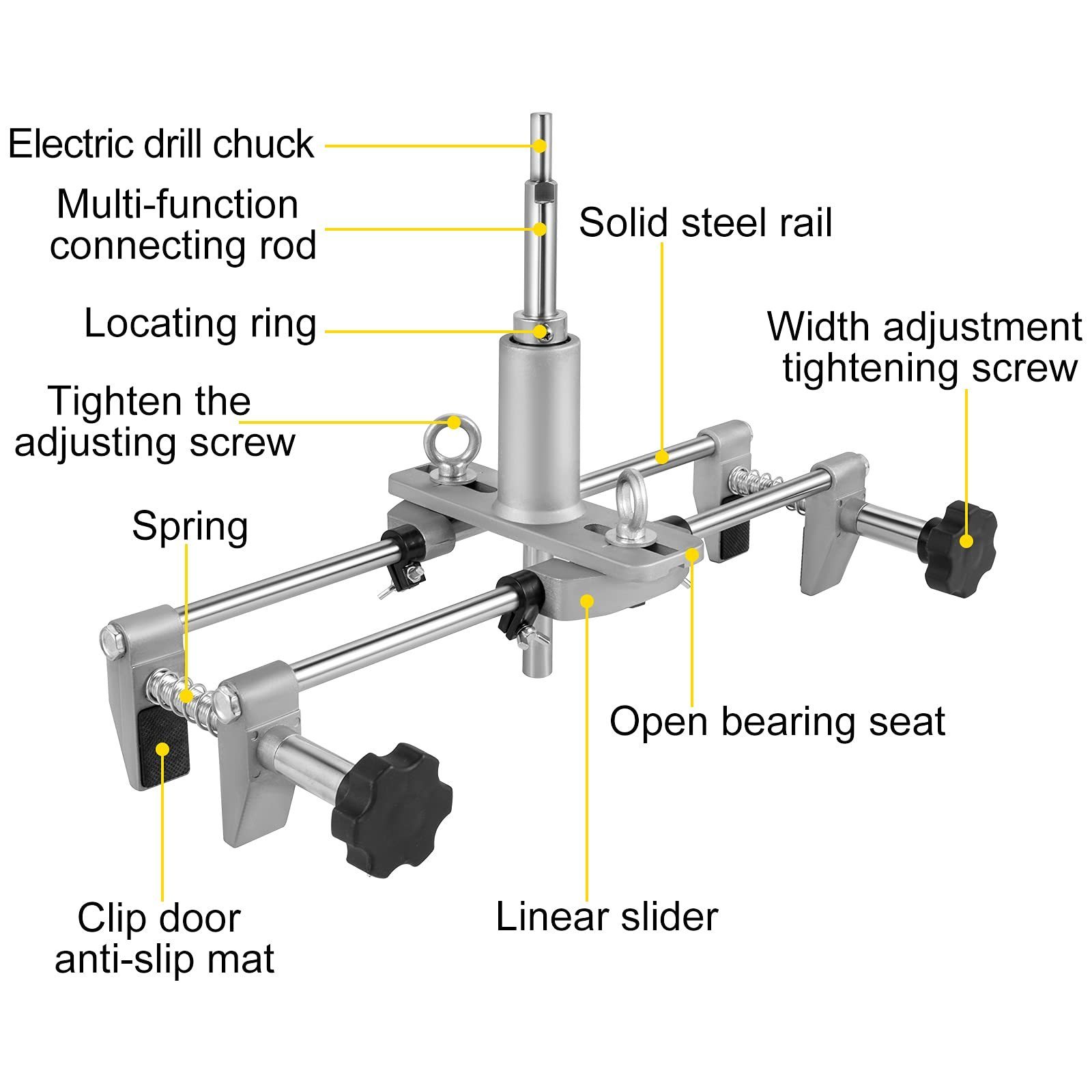 Door Lock Hole Opener Kit, Mortice Door Fitting Kit with 3pcs Tungsten Steel Cutters & Accessories,Mortising Jig Tool Hole Saw