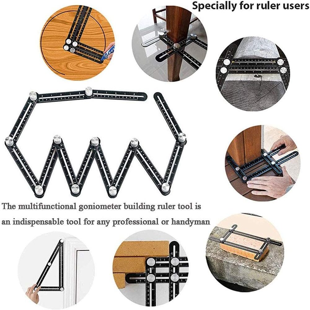 Multi Angle Measuring Ruler Ceramic Tile Hole Punch Locator Aluminum Alloy Angle Measuring Ruler Twelve Fold Angle Finder Tool