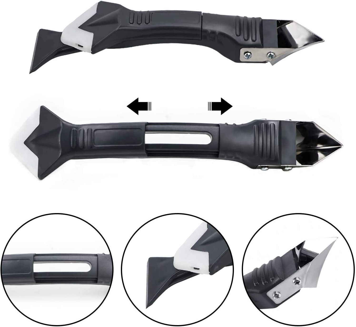 3 in 1 Silicone Caulking Tools Glass Glue Angle Scraper stainless steelhead Caulk Remover and Sealant Scraper