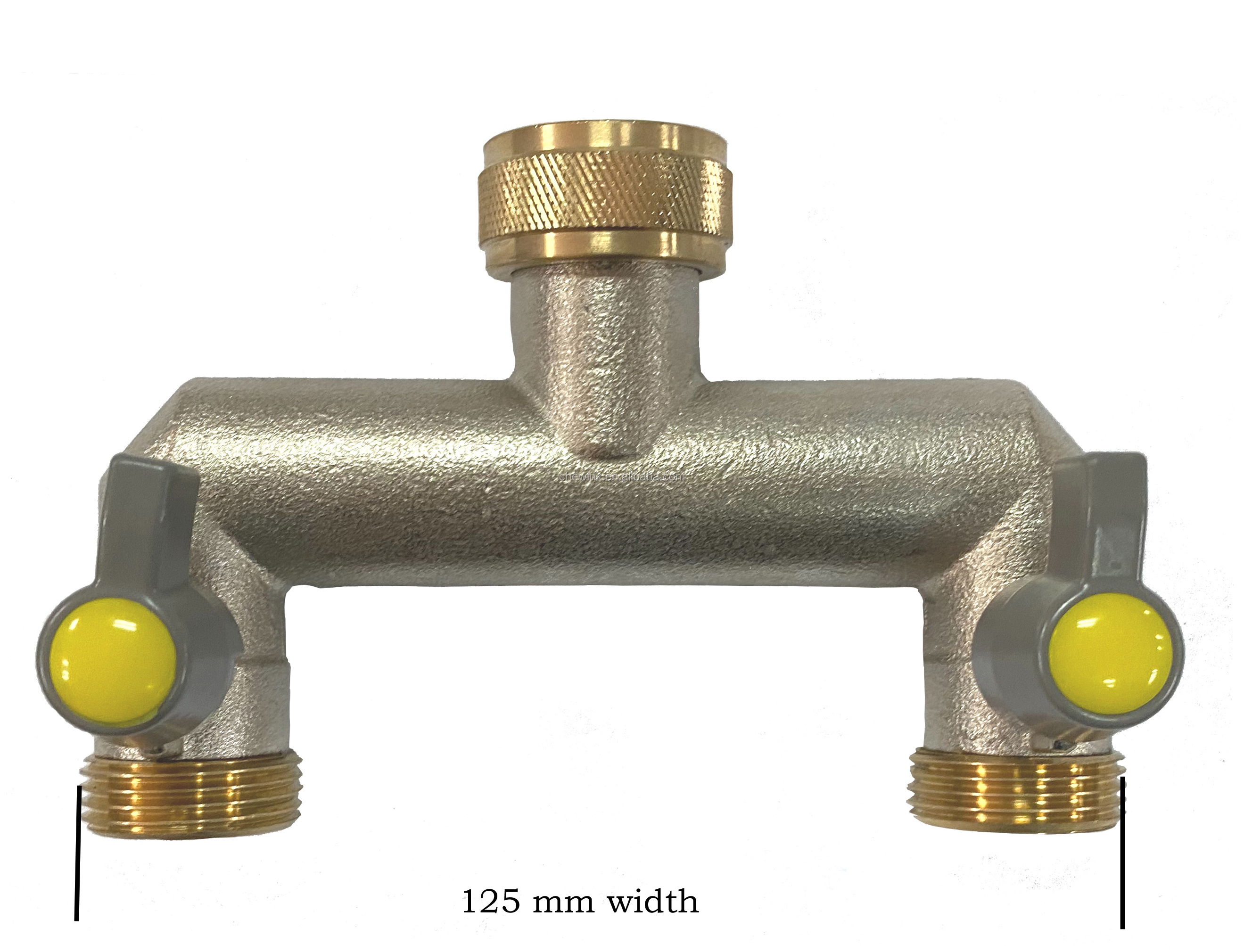 Brass Manifold splitter,  straight version,  two outlet,  Swivel Tap Nut